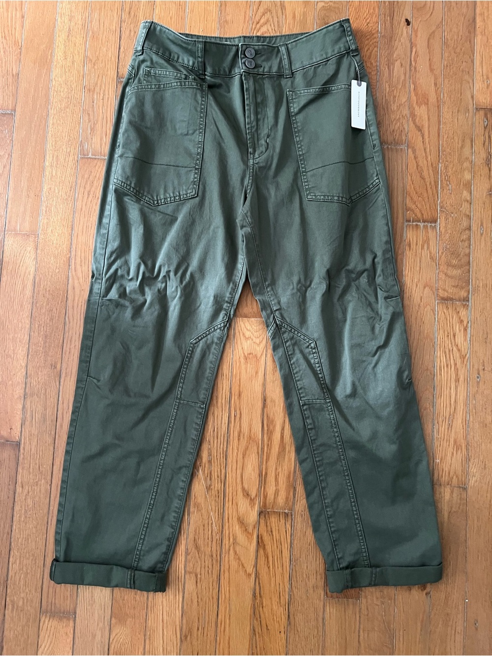 Pilcro Straight-Leg Utility Jeans in Olive - Picture 3 of 7